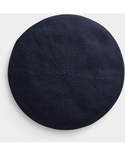 Parkhurst Openwork Cotton Knit Beret - Blue