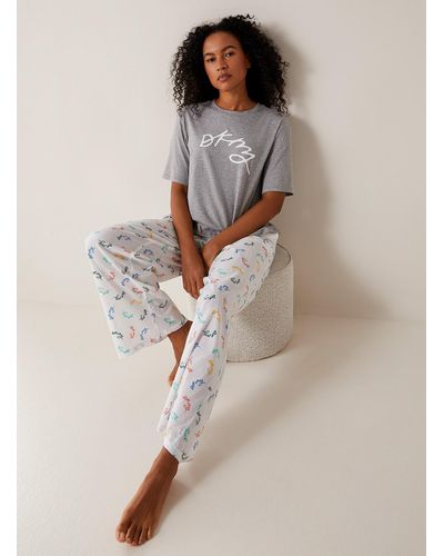 DKNY Colourful Logo Pajama Set - Natural
