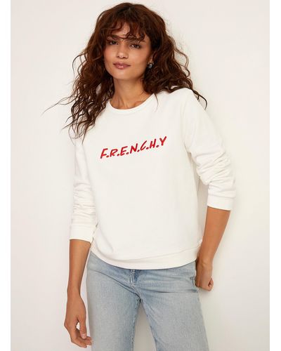 Icône Frenchy Contrasting Embroidery White Sweatshirt