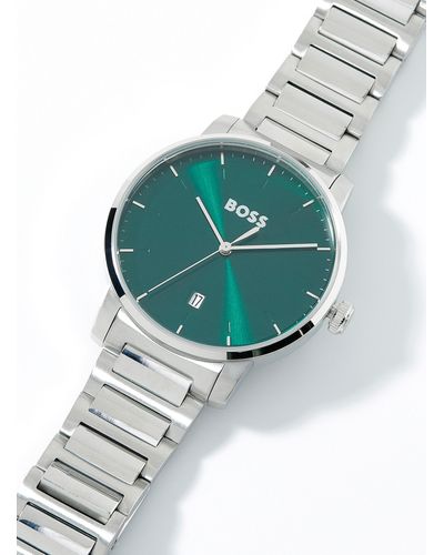 BOSS Emerald Green Face Silver Watch - Blue