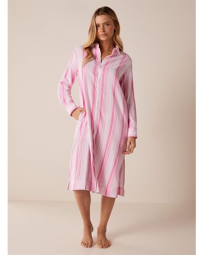 Ralph Lauren Candy Striped Cotton Gauze Nightshirt - Pink