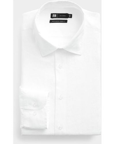 Le 31 Solid Pure Linen Shirt Modern Fit - White
