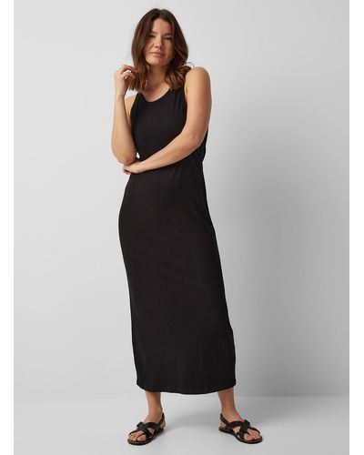 Part Two Garitta Ribbed Jersey Long Fitted Dress - Black