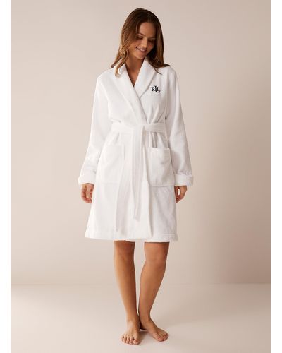 Ralph Lauren Embroidered Logo Terry Robe - Natural