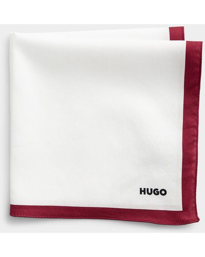 HUGO Colourful Border White Pocket Square