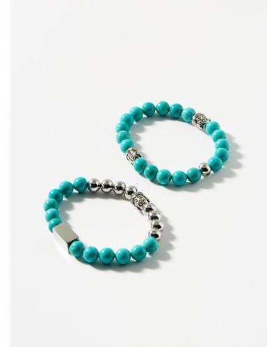 Matt & Nat Buddha Turquoise Bracelets Set Of 2 - Blue