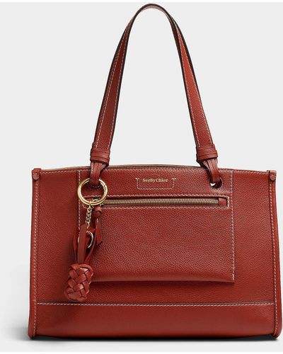 See By Chloé Cecilya Small Leather Tote - Red