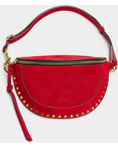 Isabel Marant Skano Red Studded Suede Belt Bag