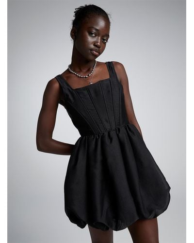 Storia Shimmering Crepe Bubble Dress - Black