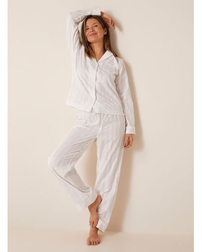 Ralph Lauren White Striped Pyjama Set - Natural