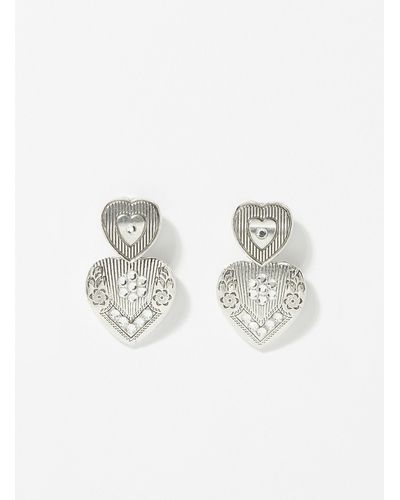 Gas Bijoux Silver Heart Earrings - Metallic