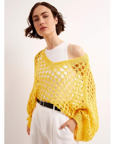 Contemporaine Mesh Knit Loose Sweater - Yellow