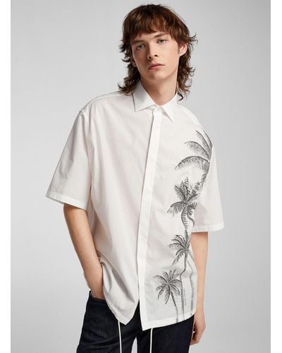 Emporio Armani Embroidered Palm Trees Shirt - White