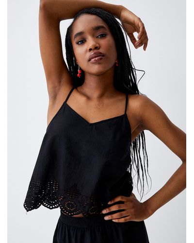 ONLY Broderie Anglaise Cami - Black
