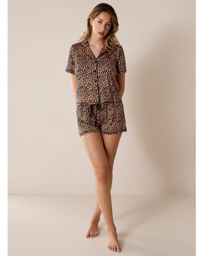 Miiyu Leopard Print Velvety Pajama Set - Natural