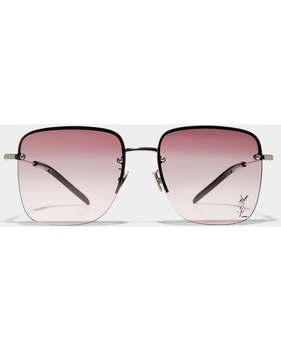 Saint Laurent Purple Square Sunglasses - Brown