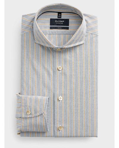 Olymp Accent Stripe Pure Cotton Shirt Modern Fit - Gray
