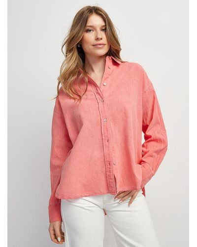 Icône Touch Of Linen Oversized Shirt - Red
