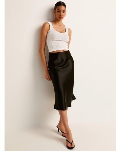 Icône Midi Satiny Skirt - Natural