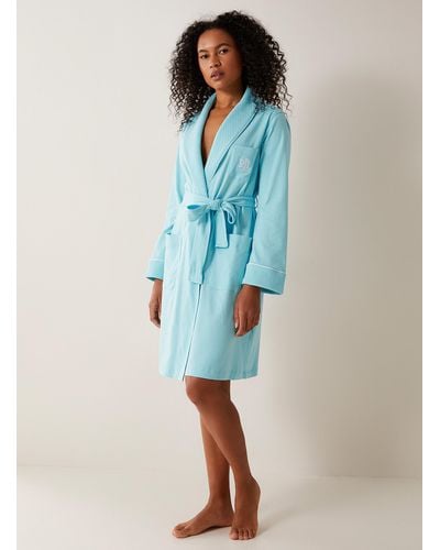 Ralph Lauren Sky Blue Trimmed Pure Cotton Bathrobe