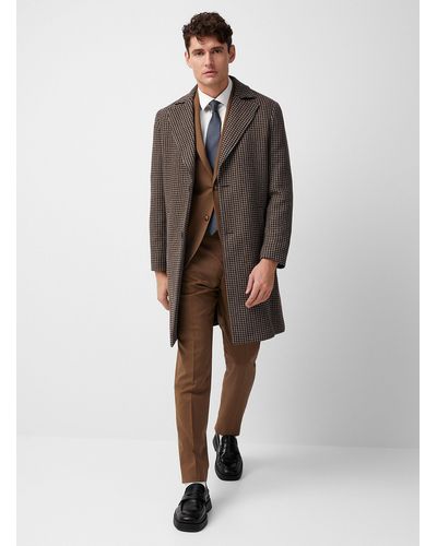Matíníque Houndstooth Overcoat - Brown