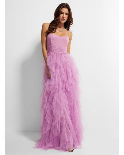 Icône Tulle Cascade Bustier Maxi Dress - Pink