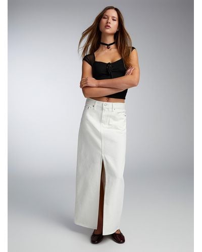 Levi's Slit Denim Maxi Skirt - White