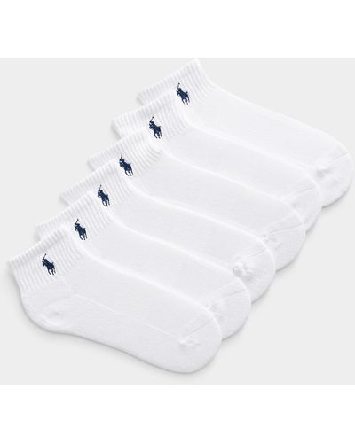Polo Ralph Lauren Embroidered Logo Ankle Socks Set Of 6 Pairs - White
