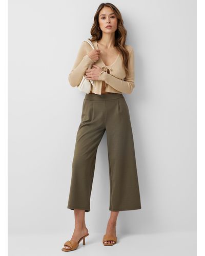 Ichi Structured Jersey Cropped Pant - Multicolour