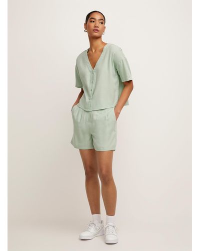 Vero Moda Touch Of Linen Sewn Pleats Short - Green