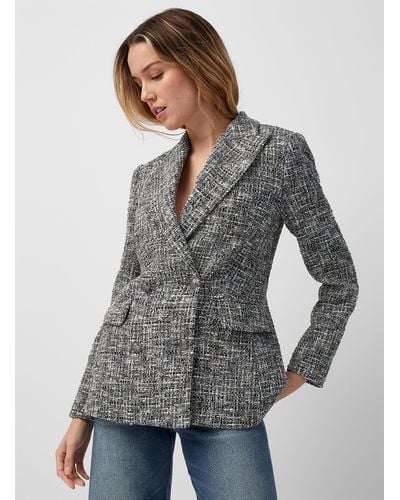 JUDITH & CHARLES Ponte Shimmering Tweed Jacket - Grey
