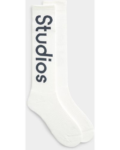 Acne Studios Long Signature Ribbed Socks - White