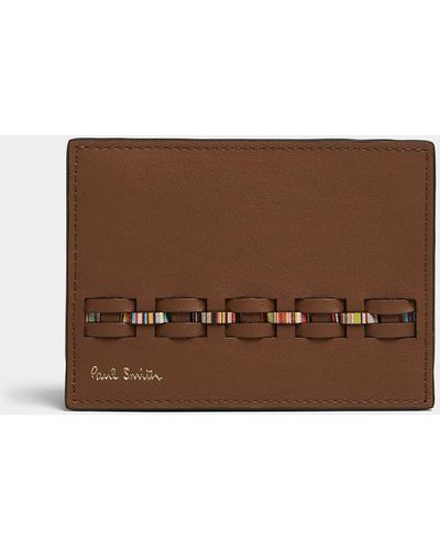 Paul Smith Colourful Braid Accent Leather Card Holder - Brown