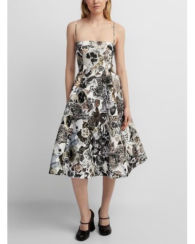 Marni Floral Tapestry Flared Dress - White