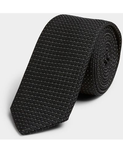 HUGO Pointed Check Jacquard Tie - Black