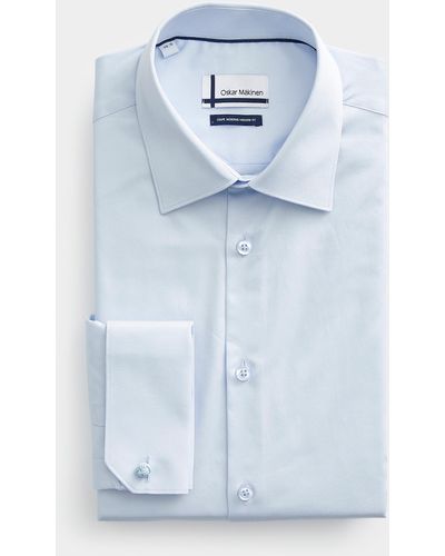 Oskar Mäkinen French Cuff Sateen Shirt Modern Fit - Blue