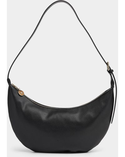 Ela Minimalist Crescent Saddle Bag - Black