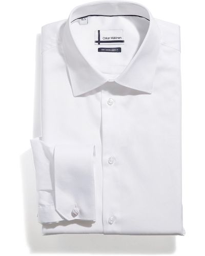 Oskar Mäkinen French Cuff Sateen Shirt Modern Fit - White