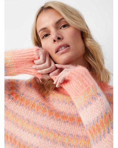 Benetton Sorbet Jacquard Mohair Sweater - Orange
