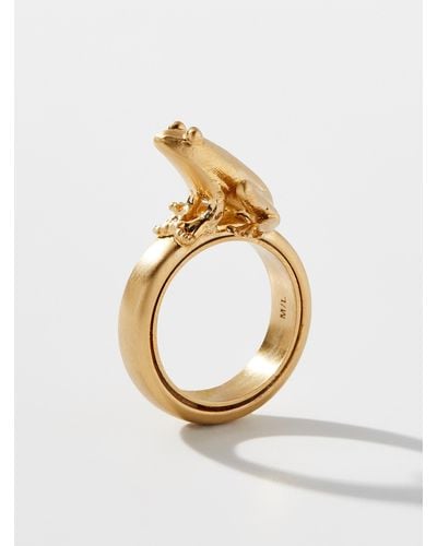 JW Anderson Golden Small Frog Ring - Metallic