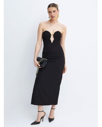 Bardot Gold Detail Bustier Black Dress