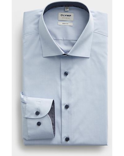 Olymp Contrast Underside Colourful Shirt Modern Fit - Blue