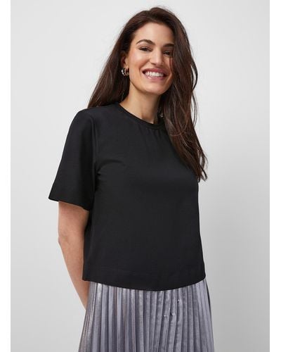 Sisley Cropped Thick Jersey T - Black