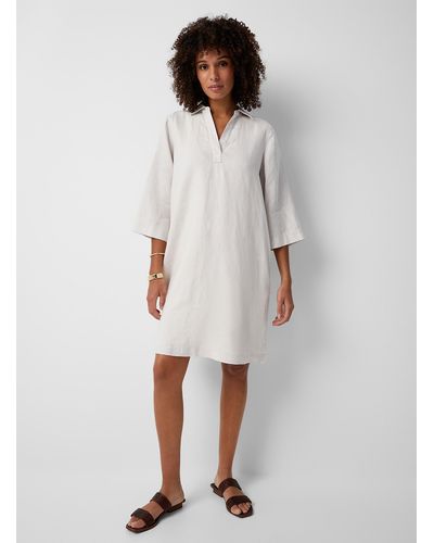 Contemporaine Organic Linen Shirtdress - White
