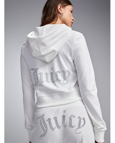 Juicy Couture Diamond Logo Zippered Hood Sweatshirt - Grey