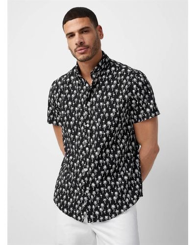 Report Collection Soft Tropical Contrast Shirt - Black