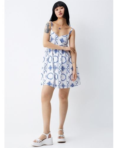 ONLY Blue Flower Embroidery Dress