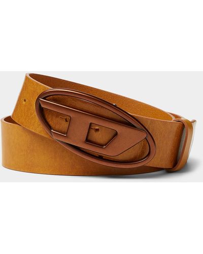 DIESEL Large Tonal Logo Belt - Brown