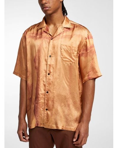 Egonlab Desert Print Bowling Shirt - Orange
