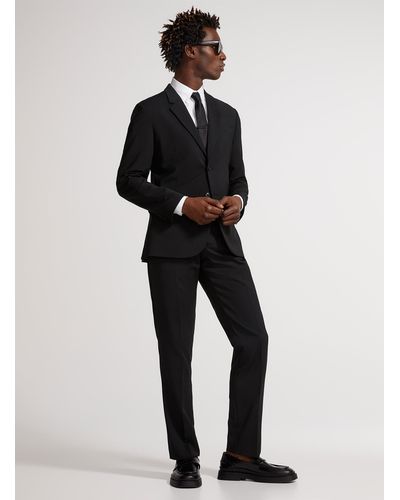 Le 31 Marzotto Chambray Wool Suit London Fit - Black